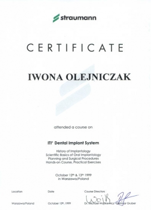 CERTIFICATE. Implantology