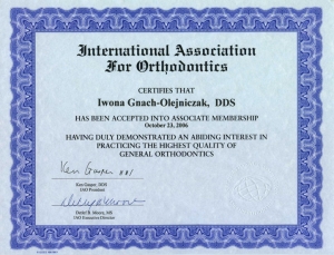 CERTIFICATE. International Association for Orthodontics