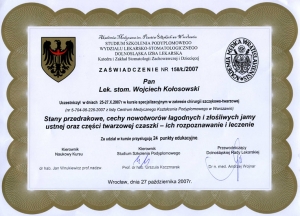 Kurs specjalizacyjny w zakresie chirurgii szczękowo-twarzowej