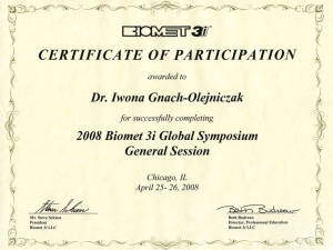 BIOMET 3i CERTIFICATE OF PARTICIPATION