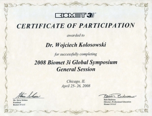 BIOMET 3i CERTIFICATE OF PARTICIPATION