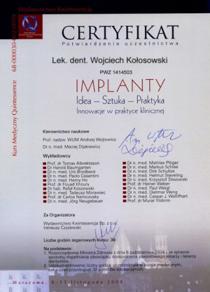KURS MEDYCZNY QUINTESSENZ IMPLANTY