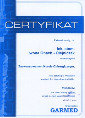 GARMED ZAAWANSOWANY KURS CHIRURGICZNY