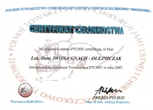 PTCHJU CERTYFIKAT CZŁONKOSTWA