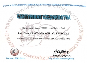 PTCHJU CERTYFIKAT CZŁONKOSTWA